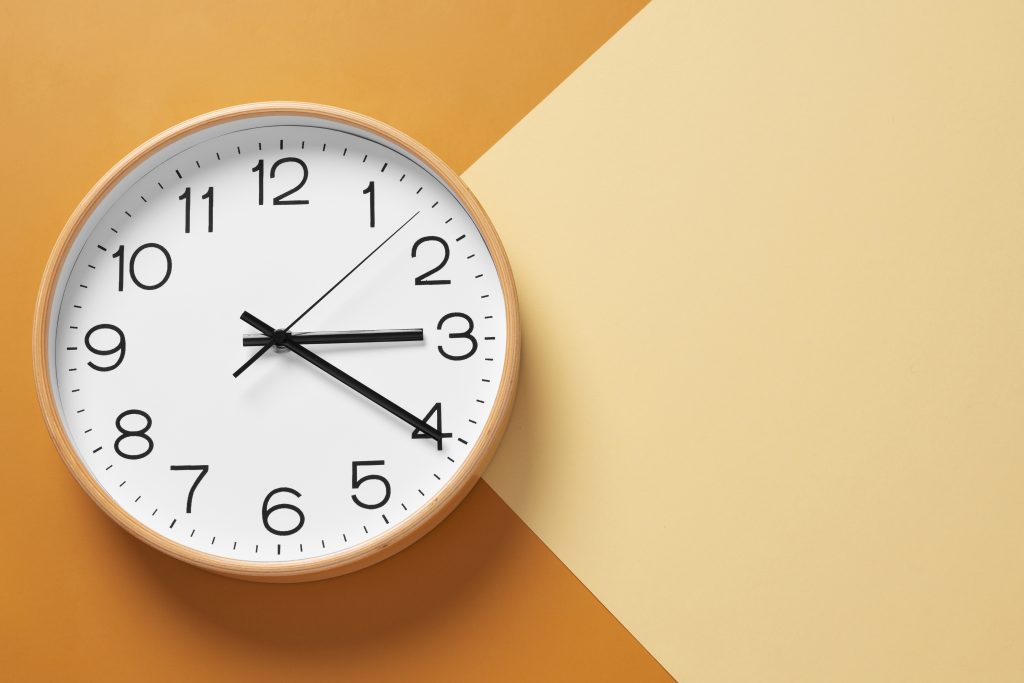 flat lay wall clock still life